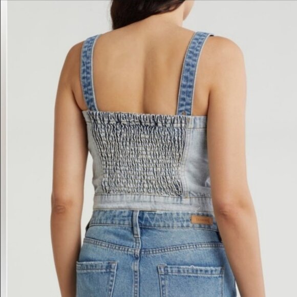 NWT BLANKNYC Blank NYC Call Back Denim Bustier tank top shirt Size M - Picture 2 of 5